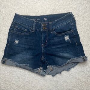 Cut off denim shorts stretch favorite midi So Distressed